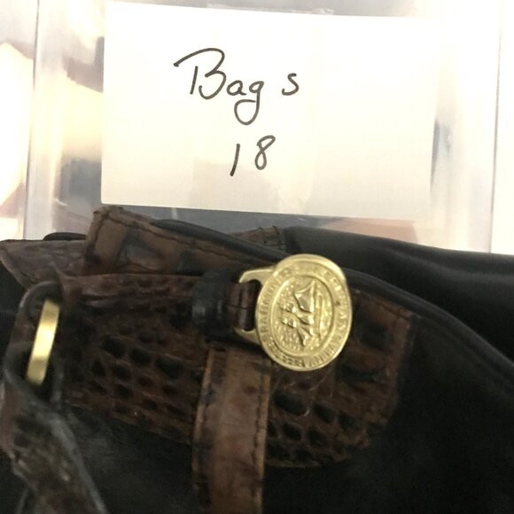 BRAHMIN Shoulder Bag Black & Croc Embossed Brown 9 X 15 - Picture 14 of 14